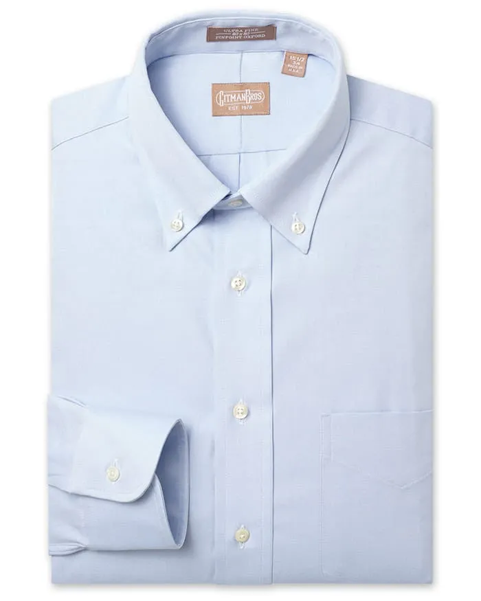 Button Down Pinpoint Light Blue